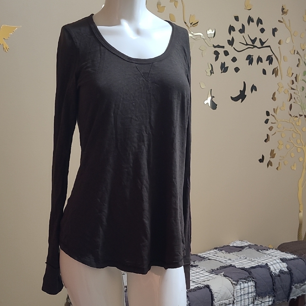 Bobi Charcoal Cotton Long Sleeve Top Size M